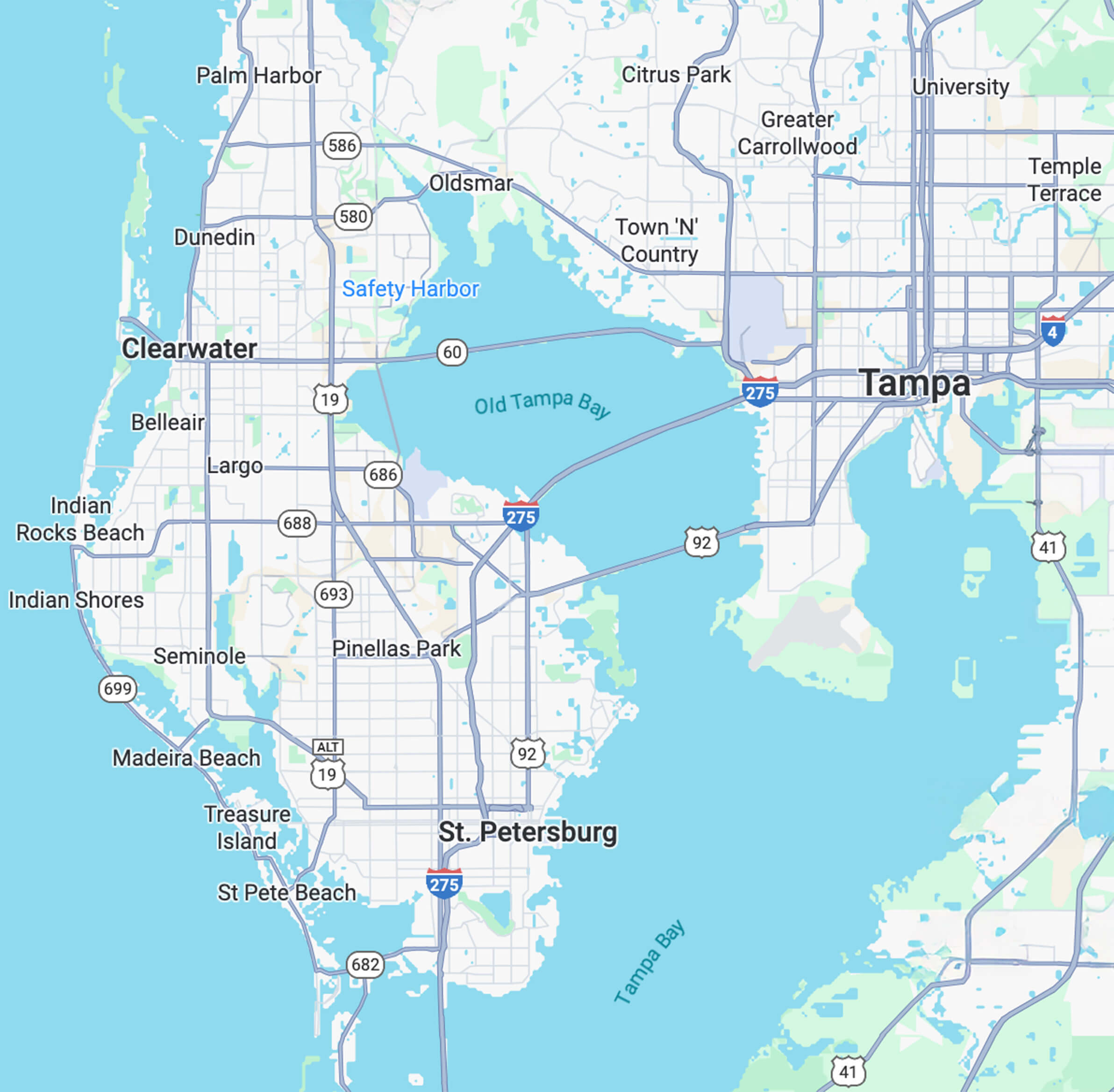 Tampa Bay & Florida Gulf Coast Map
